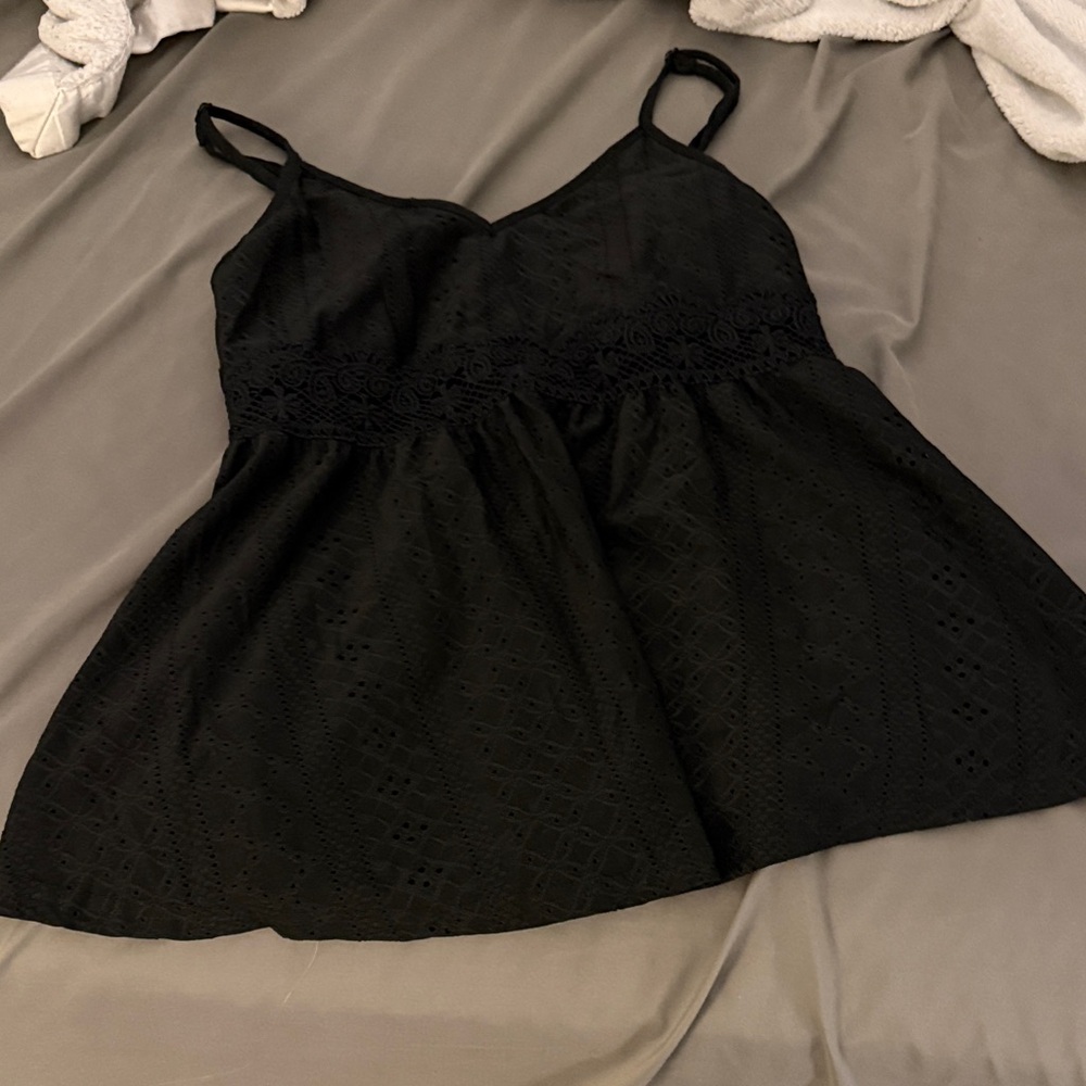 Black Lace Trim Cami Top